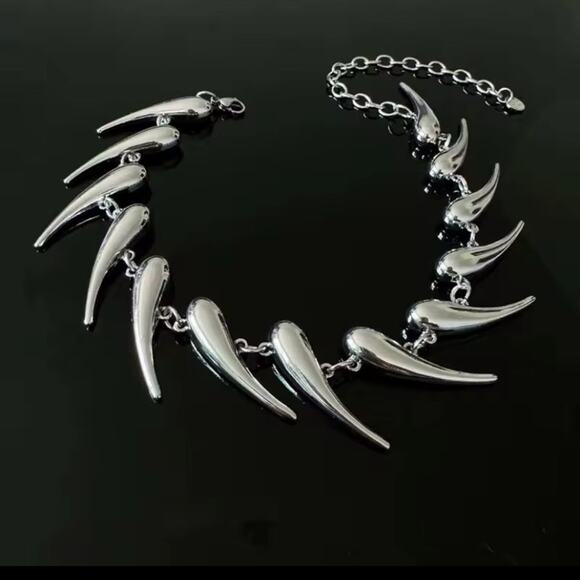 Stainless Steel Spiked Silver Choker Necklace Punk Retro - Picture 6 of 6